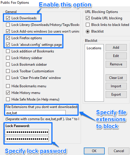 public fox- how to password protect firefox downloads- options