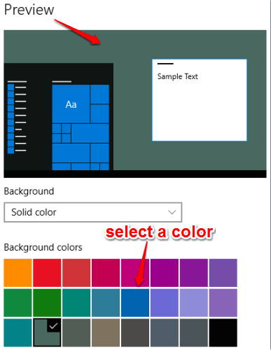 select a solid color and preview it
