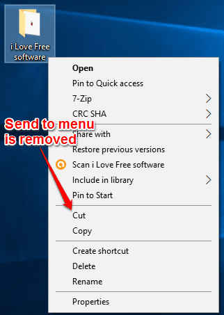 send to menu removed