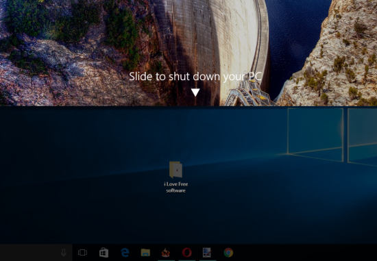 slide to shut down screen visible on windows 10