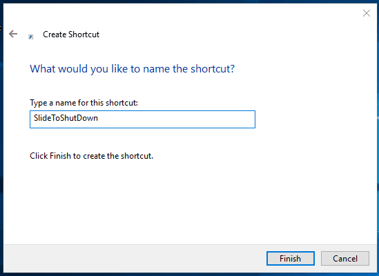 type a name of shortcut