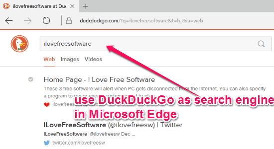 use duckduckgo as search engine