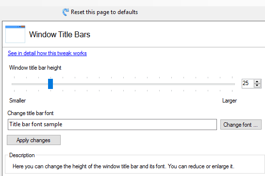 use slider to set title bar height