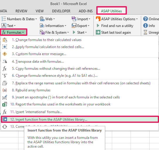 Asap Utilities formulas