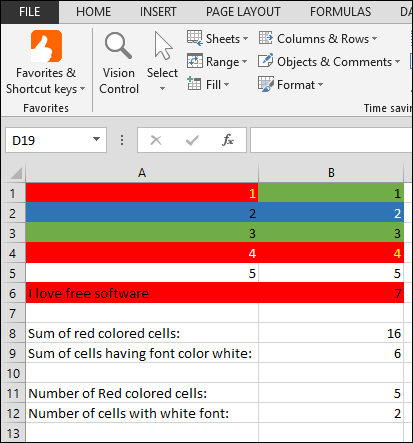 Count And Sum Cells By Background Or Font Color in Excel