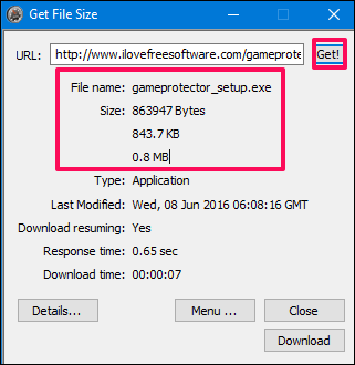 Get File Size in action