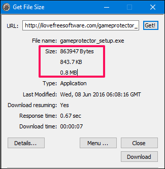 Get Size Of File Before Downloading