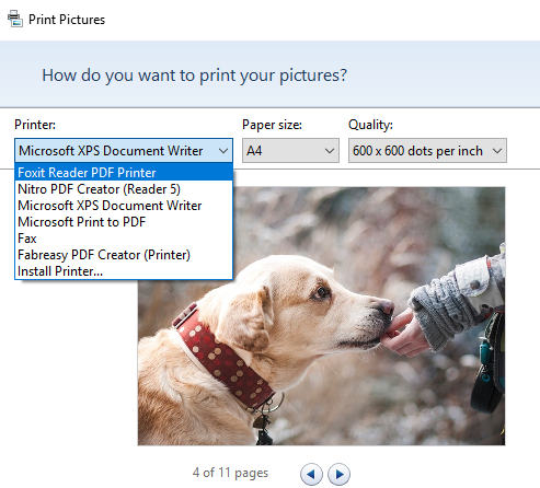 Printing picture format