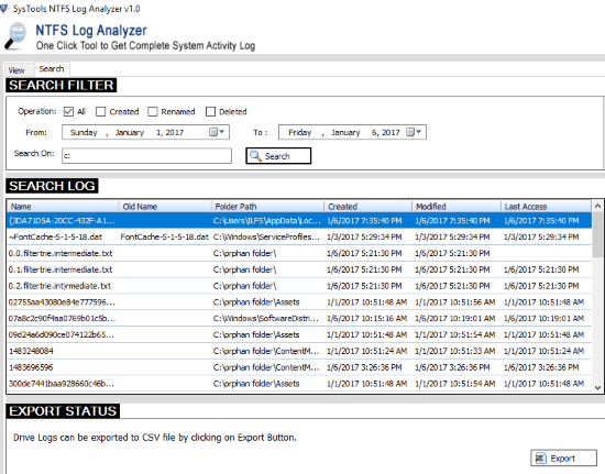 SysTools NTFS Log Analyzer