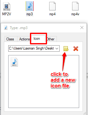 access icon tab and folder icon to set a new icon