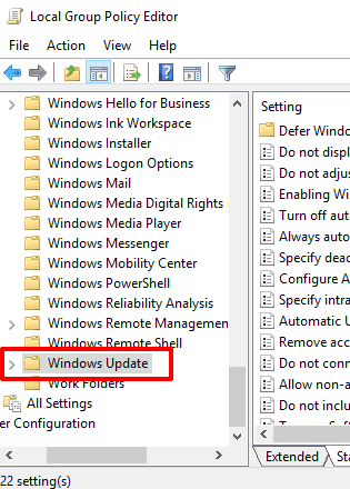 access windows update folder