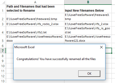 Bulk Rename Files using Excel Macro