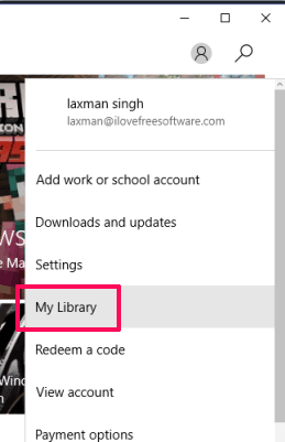 click my library option