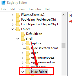 create Hide folder key under shell key