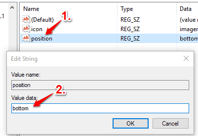 create position string value and set its value data