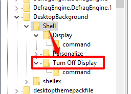 create turn off display key under shell key