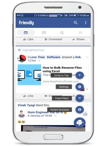 free lite alternative Facebook app- friendly for facebook- options