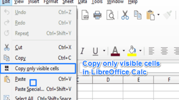 how to copy only visible cells in Libreoffice calc