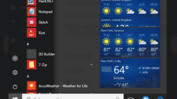 how to show weather for multiple cities visible in Windows 10 Start menu