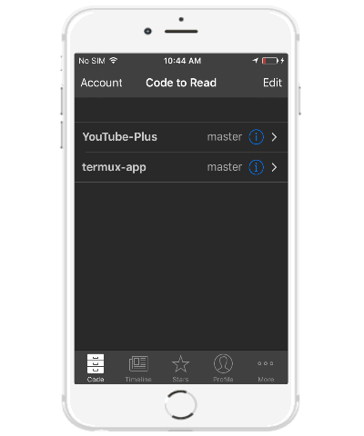 iphone github client- read offline code in iPhone