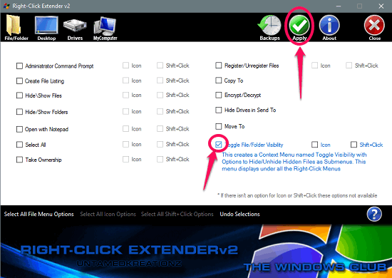 right click extender interface