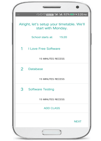 scholar android app- add timetable