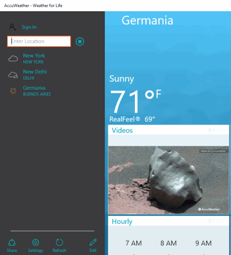 search for a city to view the weather