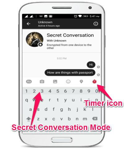 secret conversations screen