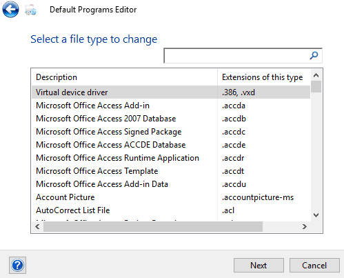 select a file type to change