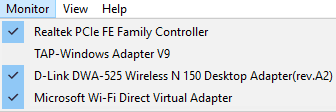 select network adapter to monitor network adapter