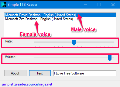 simple tts reader controls