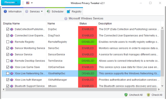 stop services and registry keys from accessing privacy in windows 10