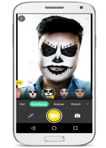 take snapchat like photos and videos- face camera- add filters
