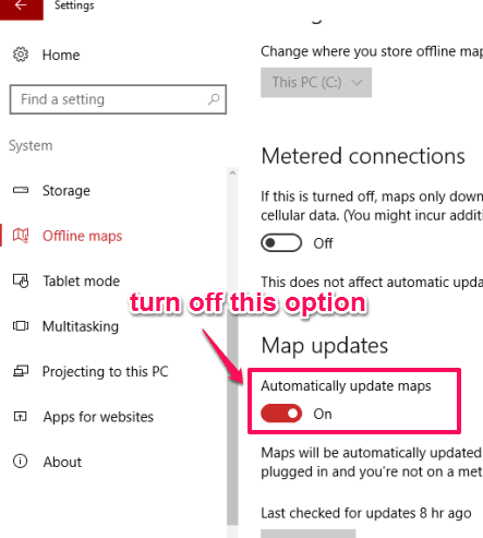 turn off automatically update maps option