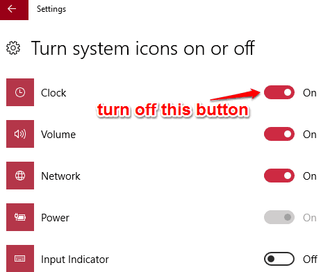 turn off clock button