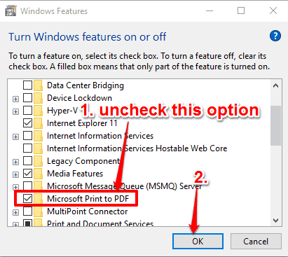 uncheck microsoft print to pdf option and save settings