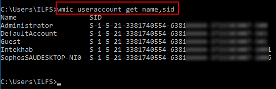 view the list of acccounts and their sid values
