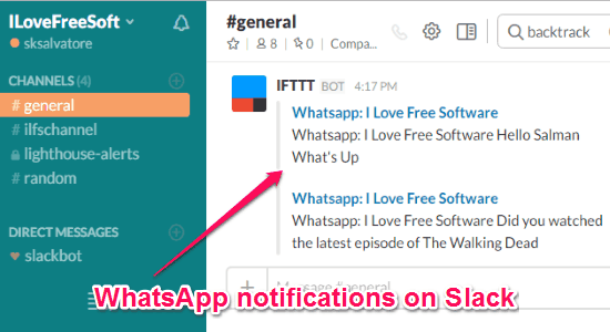 whatsapp notifications on slack