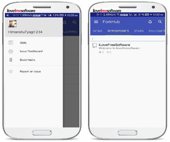 5 free android github clients- forkhub for github- read code