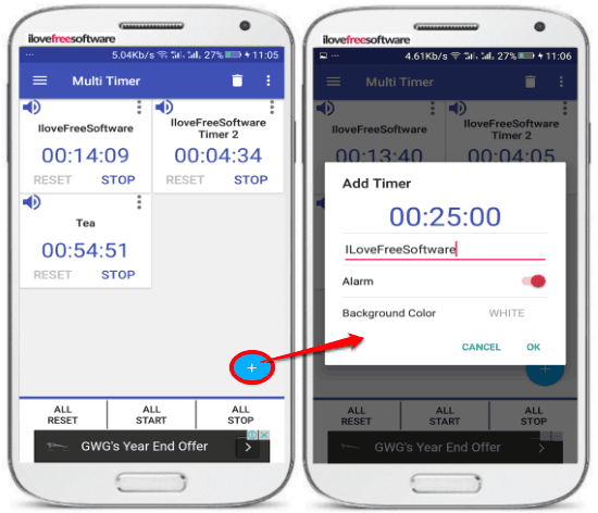  multi timer app for android- multiple timer- stopwatch timer- set multiple timers