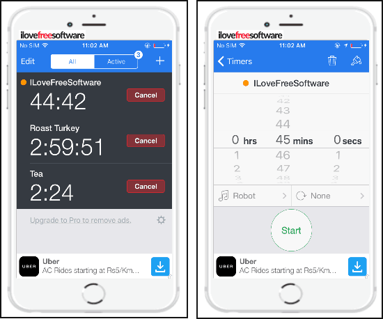 5 free multi timer iphone apps- timer + set multiple timers on iPhone