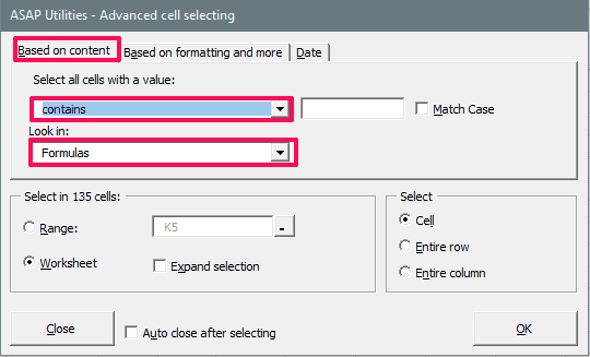 Asap utilities tab configuration