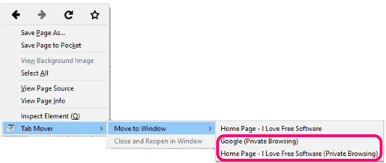 Firefox Tab Move to Incognito Window