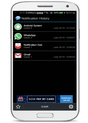 Notification history- 5 free notification hubs for Android