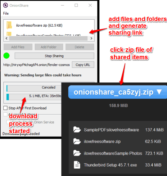 OnionShare- share large files securely and anonymously