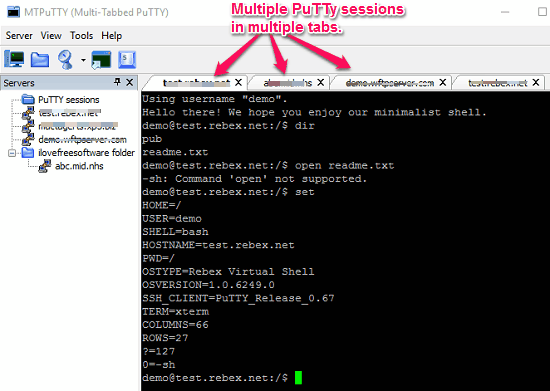 Open multiple instances of PuTTy in one window