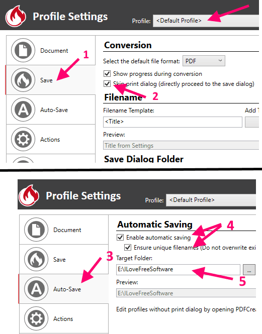 PDFCreator Profile Settings