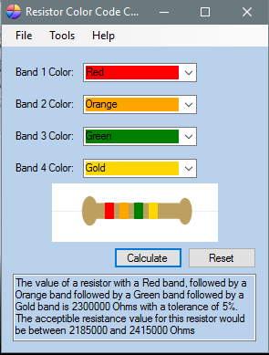 Resistor Color Code Calculator in action