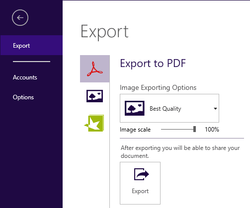 Steps to Reproduce Export as PDF