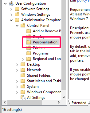 access personalization folder